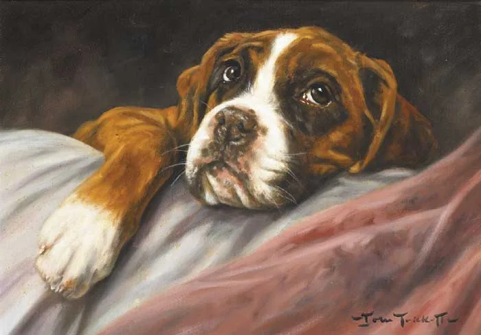 AM I FORGIVEN YET? by John Trickett, oil on canvas, sold May 2009