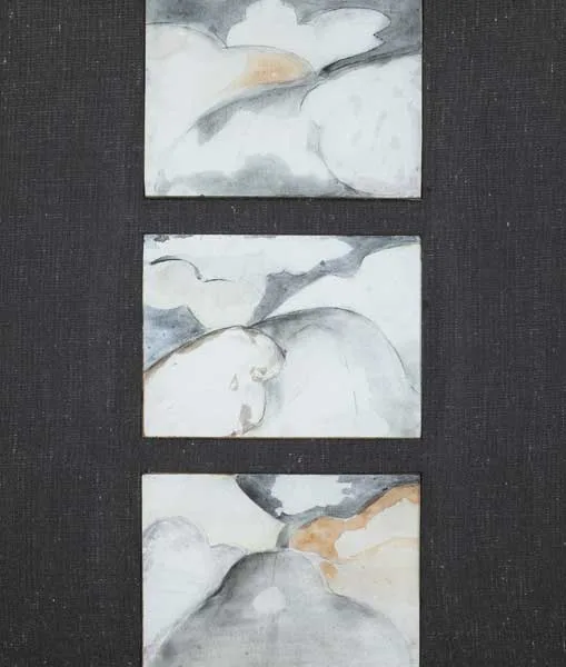 TRIPTYCH: ROAD INTERVALS III by Anne Madden, polymer acrylic and pencil on hardboard, sold Mar 2009