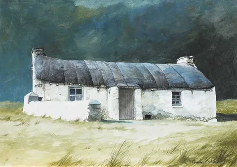 Charles Oakley, DONEGAL COTTAGE, gouache on paper