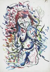 J.P. Donleavy, NUDE STUDY: WOMAN WITH RED FLOWER