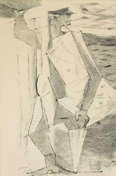 Louis le Brocquy, TINKER MAN, 1947, drawing in carbon ink