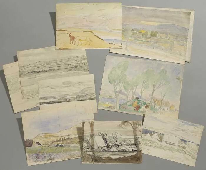 Robert Gregory, SCENES IN THE WEST OF IRELAND, A COLLECTION OF WATERCOLOURS AND DRAWINGS, ten works; pencil and pencil and wash on paper (unframed)