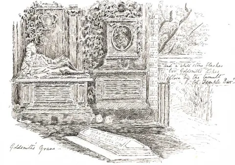 Lady Isabella Augusta Gregory, GOLDSMITH'S GRAVE, pen and ink over pencil on paper (unframed)