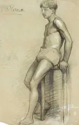 Sarah Purser, LIFE DRAWING OF MAN WITH MOUSTACHE