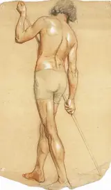 Sarah Purser, LIFE DRAWING OF MAN WITH STAFF