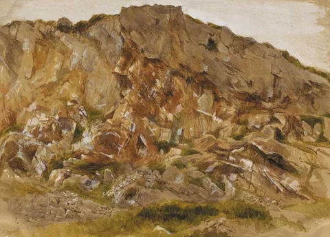 Frederic William Burton, STUDY OF ROCKS AT HOWTH, COUNTY DUBLIN, watercolour