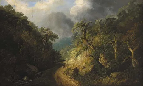 William Guy Wall, SCENE IN THE GLEN OF THE DOWNS, 1848, oil on canvas