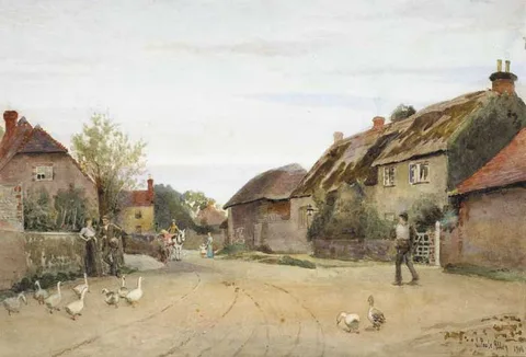 Joseph Poole Addey, ENGLISH VILLAGE SCENE, 1906, watercolour