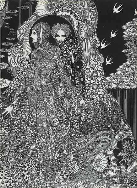 Harry Clarke, THE COLLOQUY OF MONOS AND UNA, original pen and black and white ink illustration on Bristol board