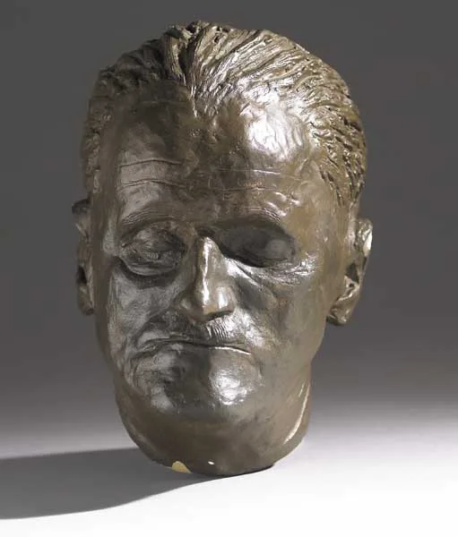 Victor McCaughan, PORTRAIT OF THE ARTIST AS A DEAD MAN, OR, CORPUS DAEDALUS; DEATH MASK OF JAMES JOYCE, 1982, bronzed plaster