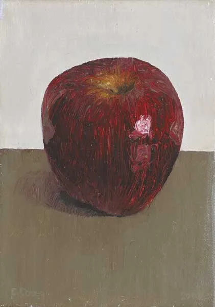 RED APPLE by Comhghall Casey, oil on canvas, sold Mar 2009