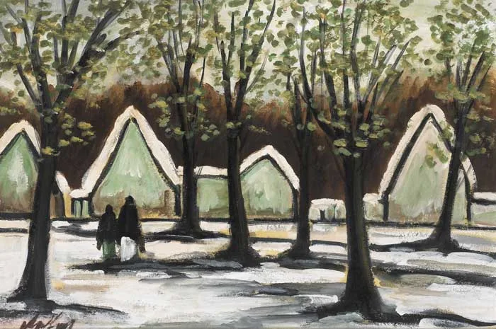 SNOW SCENE by Markey Robinson, oil on board, sold Mar 2009
