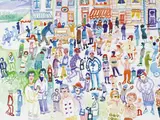 Fred Yates, STREET SCENE WITH ICE-CREAM STALL