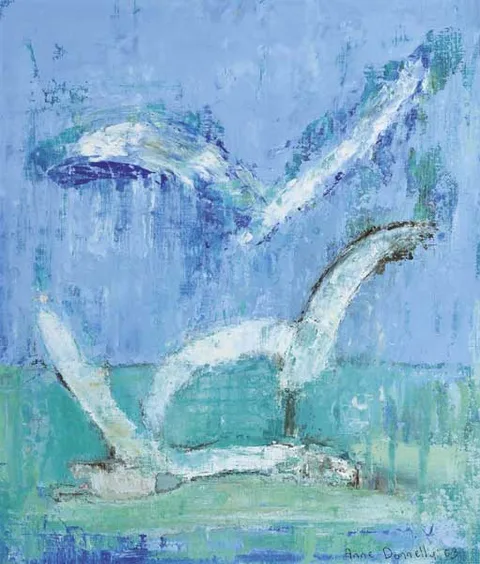 Anne Donnelly, BIRDS IN FLIGHT, 2003, oil on paper laid on board