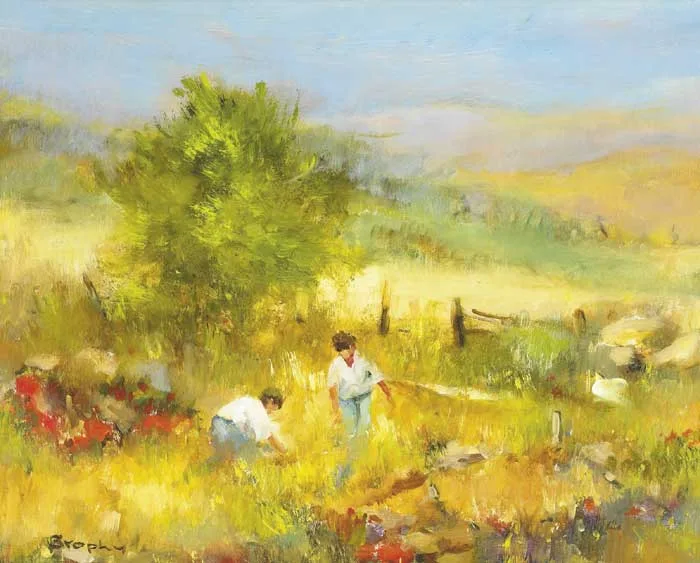 THE RABBIT BURROW by Elizabeth Brophy, oil on board, offered Mar 2009