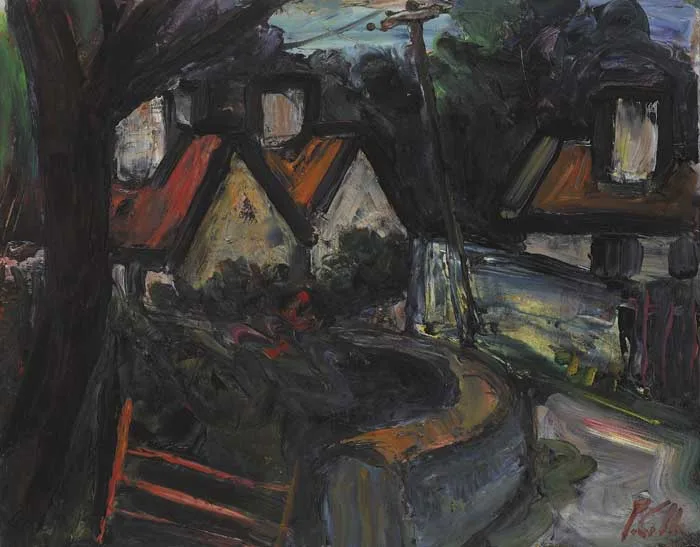 COTTAGES by Peter Collis, oil on board, offered Mar 2009