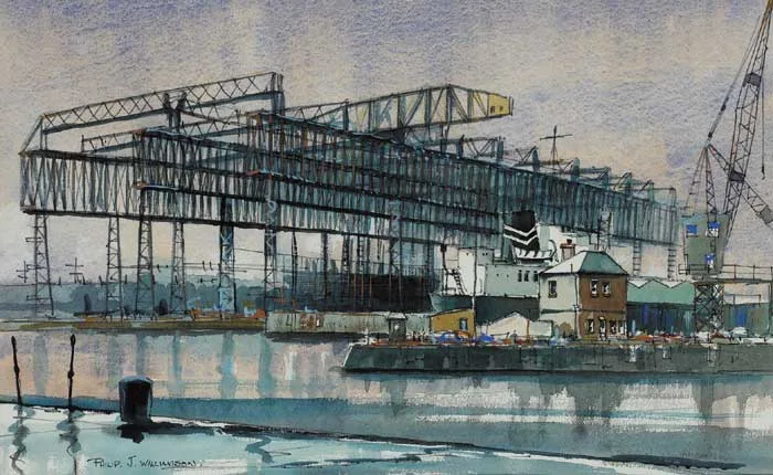 Phillip J. Williamson, BIRDCAGE WALK, BELFAST, watercolour, crayon, pen and ink