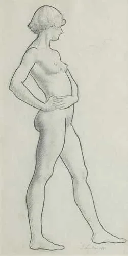NUDE STUDY by John Luke, 1930, pencil on paper, sold Dec 2008