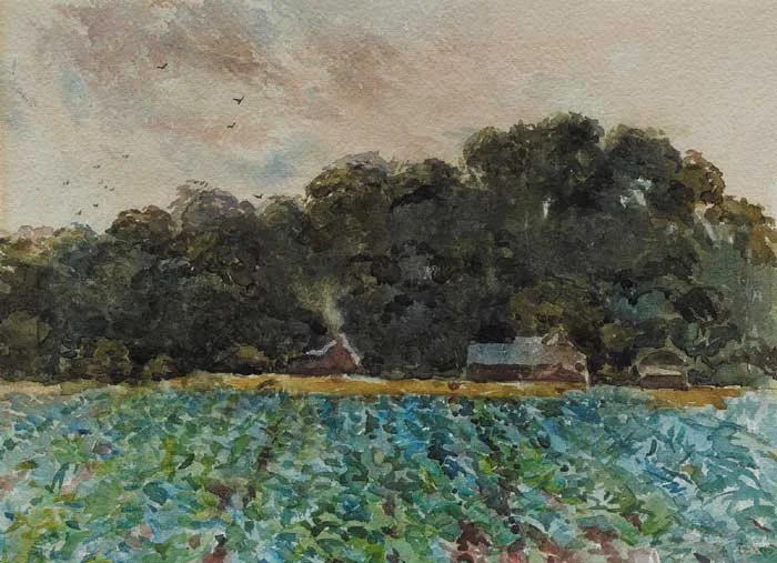 John A. Lewis, THE CABBAGE FIELD, 1922, watercolour