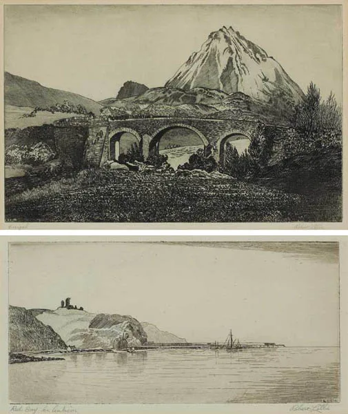 Robert Lillie, ERRIGAL, COUNTY DONEGAL and RED BAY, COUNTY ANTRIM (A PAIR), etchings