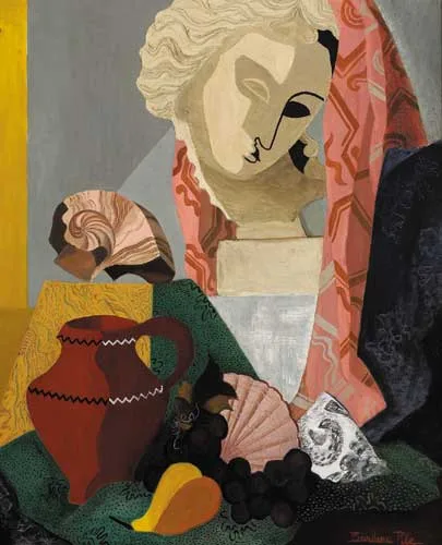 Barbara Pile, STILL LIFE WITH SHELL AND VASE, oil on canvas