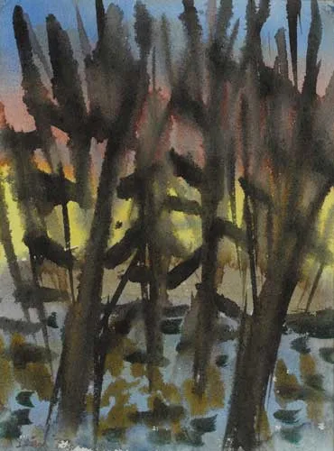 IN THE FOREST by Seán McSweeney, watercolour, offered Dec 2008