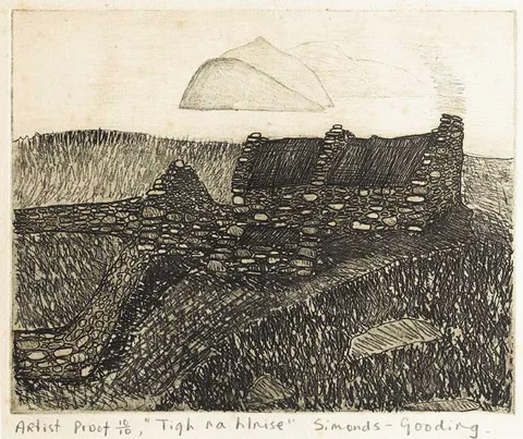 Maria Simonds-Gooding, TIGH NA HINISE, etching (artist's proof; no. 10 from an edition of 10)