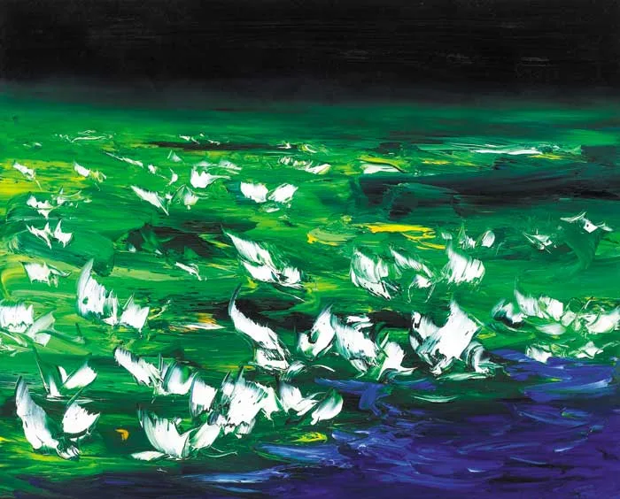 BOG COTTON by Michael Flaherty, oil on board, sold Dec 2008