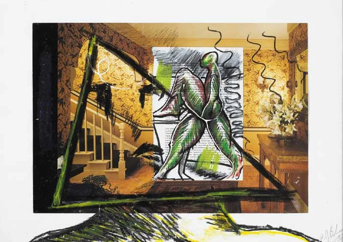 IN CASA III by Peter J. Behan, 1986-90, collage and acrylic on paper, offered Dec 2008