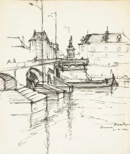 AUXERRE by Thomas Ryan, 1963, pen and ink, offered Dec 2008