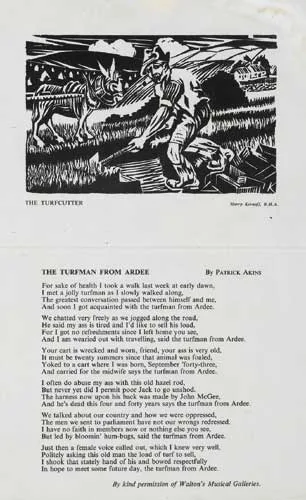 THE TURFCUTTER by Harry Kernoff, woodcut print, sold Dec 2008