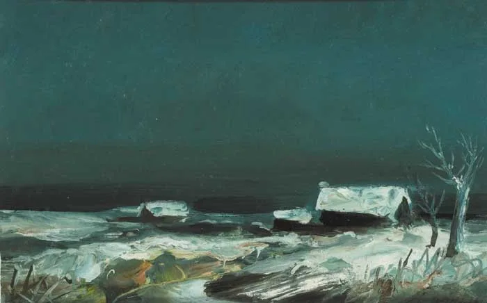 WINTER LANDSCAPE by Daniel O'Neill, oil on board, sold Dec 2008