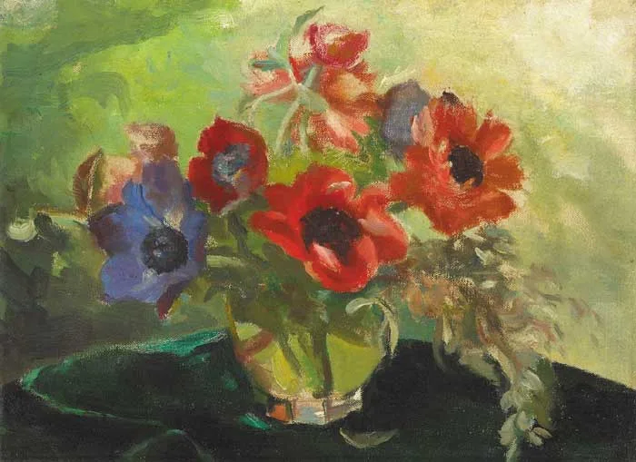 ANEMONES by Moyra Barry, oil on canvas, offered Dec 2008