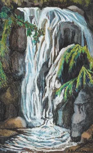 WATERFALL by Dorothy Blackham, pastel, offered Dec 2008