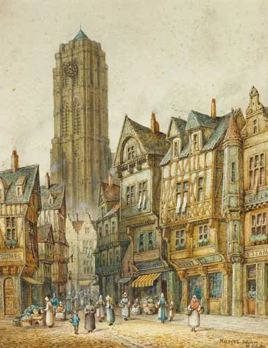 Maximilian Schäfer, MALINES, BELGIUM, watercolour over pencil heightened with white