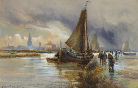 OSTEND by Charles de Lacy, 1894, watercolour heightened with white, sold Dec 2008