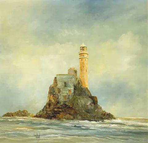 Brendan Hayes, FASTNET ROCK LIGHTHOUSE, 1985, oil on board