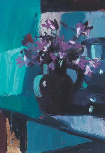 NERINES IN A JUG by Brian Ballard, 1992, oil on canvas, sold Dec 2008