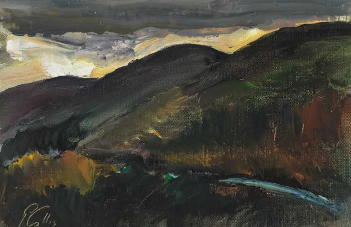 POWERSCOURT MOUNTAIN II by Peter Collis, oil on canvas laid on board, offered Dec 2008
