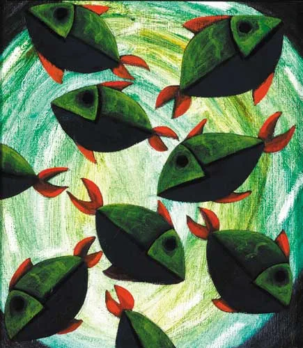 FISH by Graham Knuttel, oil on canvas, offered Dec 2008