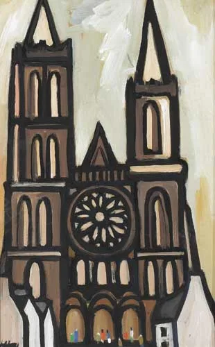 NOTRE DAME CATHEDRAL by Markey Robinson, gouache on board, offered Dec 2008