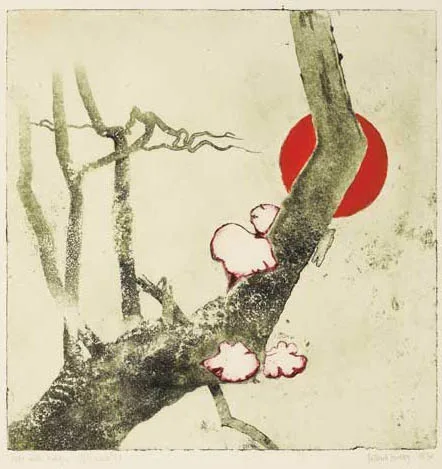 TREE WITH FUNGUS, GLENCREE by Patrick Hickey, 1979, colour etching (no. 11 from an edition of 30), sold Dec 2008
