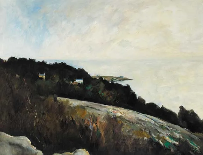 DALKEY ISLAND FROM KILLINEY HILL by Peter Collis, oil on canvas, sold Nov 2008