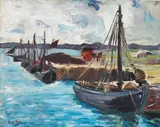 Oisín Kelly, TURF BOATS MOORED BY A QUAY