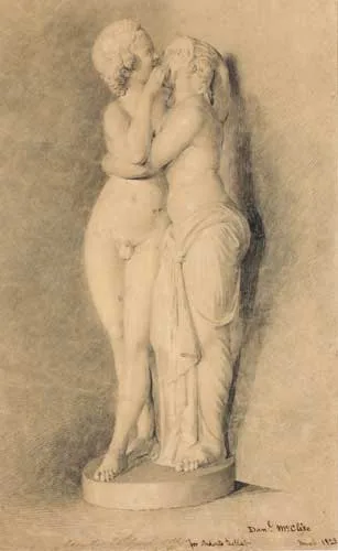 Daniel Maclise, CUPID AND PSYCHE, 1828, pencil and white chalk