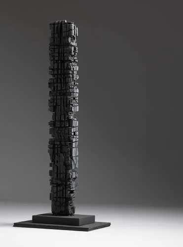 TOWER by Edward Delaney, wood with black painted finish, offered Sep 2008