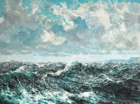 James Le Jeune, THE PERFECT STORM - WAVES OFF BRITTAINY COAST, oil on canvas