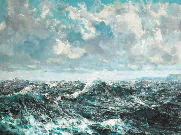 James Le Jeune, THE PERFECT STORM - WAVES OFF BRITTAINY COAST, oil on canvas