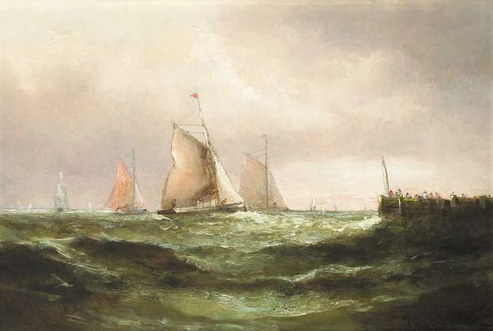 Matthew Kendrick, YACHTS OFF A PIER, oil on canvas