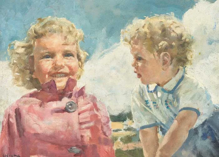A DISCOURSE by James Le Jeune, oil on canvas board, sold Sep 2008